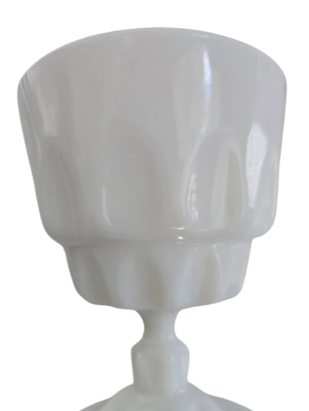 Vintage White Milk Glass Pedestal Goblet Scalloped Paneled Compote Vase - Picture 4 of 6